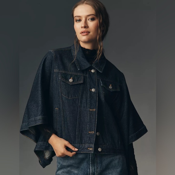 Pilcro Jackets & Blazers - The Weston Cape Denim Boyfriend Jacket by Pilcro Size L/XL